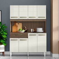 Cozinha Compacta 08 Portas Cleo Aramóveis - Ambar/Off White