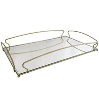 Bandeja Grande Dourada para Aparador 55X34cm Espelhada Retangular Duler