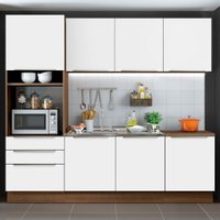 Cozinha Completa Madesa Lux com Armário e Balcão 7 Portas 3 Gavetas - Rustic/Branco Veludo