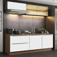 Cozinha Completa Madesa Lux com Armário e Balcão 5 Portas 2 Gavetas - Rustic/Branco Veludo