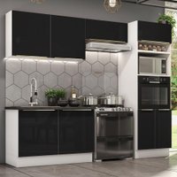 Cozinha Completa Madesa Lux 270001 com Armário e Balcão - Branco/Preto