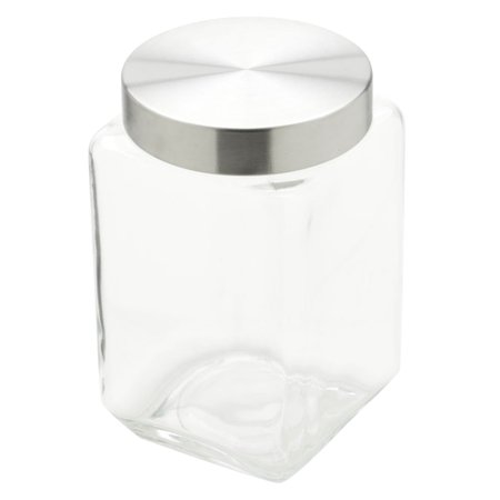 Porta mantimento quadrado de vidro com tampa em aço - 1,6 litros