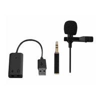 Microfone Ultramini com clip para celular + Adaptador USB para PC e Fone
