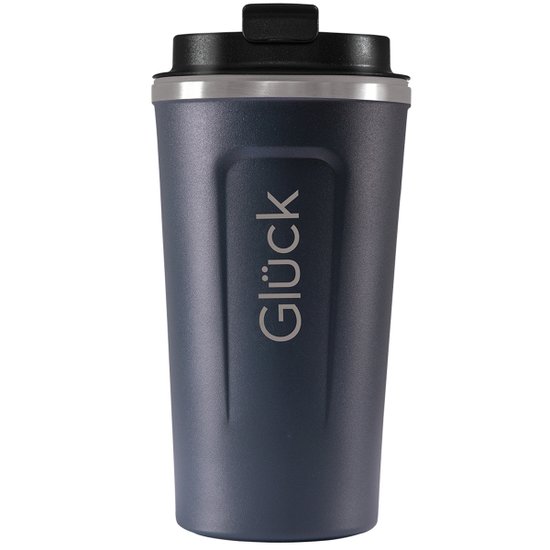Copo Térmico Glück 500ml Aço Inox Copo Para Café Cerveja Com Tampa Hermética Night Blue