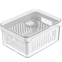 Organizador De Geladeira Com Cesto Escorredor 2,2L Organizador Clear Fresh Para Legumes OU