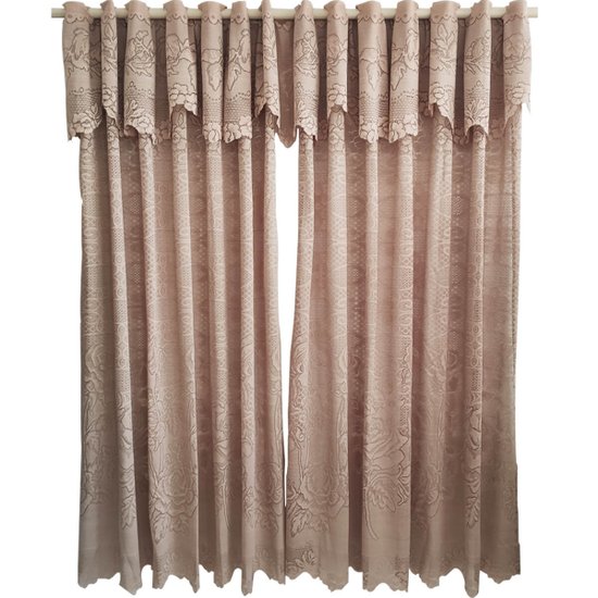 Cortina de Renda Clássica 300cm x 180cm Bandô 40cm Sala Roseiral Desert Interlar