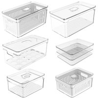 Kit 6 Organizadores De Geladeira Clear Fresh Porta Frutas Legumes Porta Frios E Porta Ovos OU