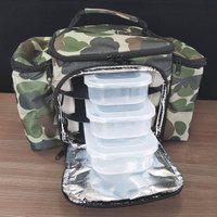 Bolsa Termica Para Marmita Lancheira Fitness Camuflada 4 Recipientes