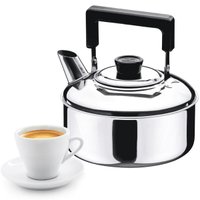 Chaleira Em Aço Inox 2L Chaleira Tradicional Com Alça Preta E Tampa Com Pegador