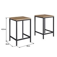 Kit 2 Bancos Banquetas Baixas Industrial Aço Preto Marrom