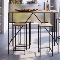 Kit 2 Banquetas Altas Bancos Industrial Aço Preto Marrom