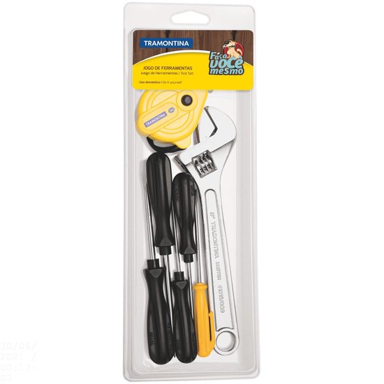 Kit de Ferramentas Tramontina com Chaves de Fenda Chave Ajustável e Trena 7 peças