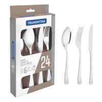 Faqueiro aço inox com faca para churrasco 24 pç
