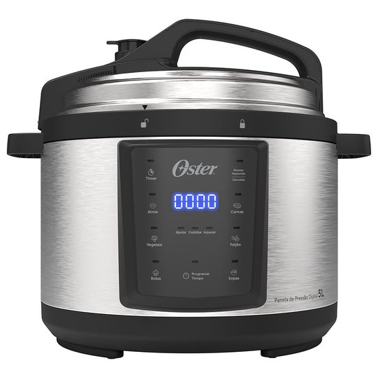 Panela Elétrica de Pressão Oster Digital 5 Litros Preto/Inox OPAN920