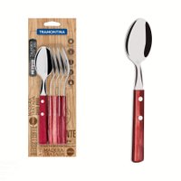 Conjunto de Colheres de Mesa Tramontina com Lâminas em Aço Inox e Cabos em Madeira Polywood Vermelho