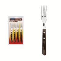 Conjunto de Garfos Jumbo para Churrasco Tramontina em Aço Inox com Cabo Castanho Polywood 4 Peças