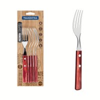 Conjunto de Garfos de Mesa Tramontina com Lâminas em Aço Inox e Cabos em Madeira Polywood Vermelho 6