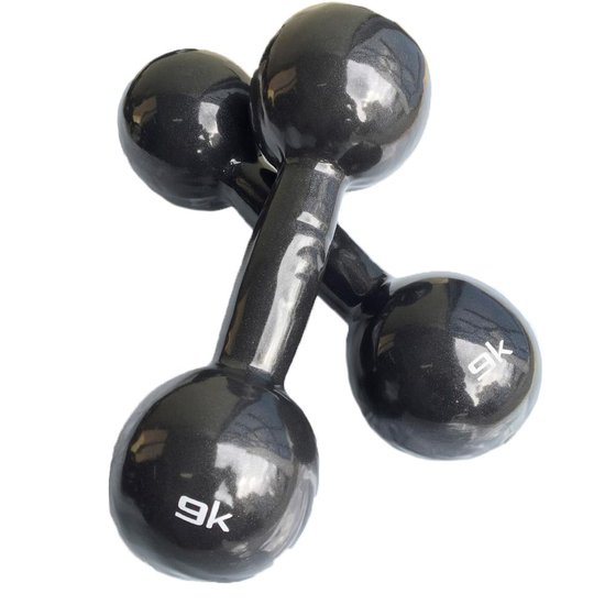 Par de Halteres Bola (Cotonete) Ahead Sports Preto 9KG