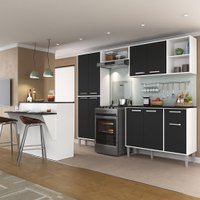 Cozinha Completa c/ Bancada Siena Multimóveis MP2040 Branca/Preta