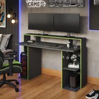 Mesa Gamer para Pc Computador Preta Verde Com Suporte Headset Gaia Permobili