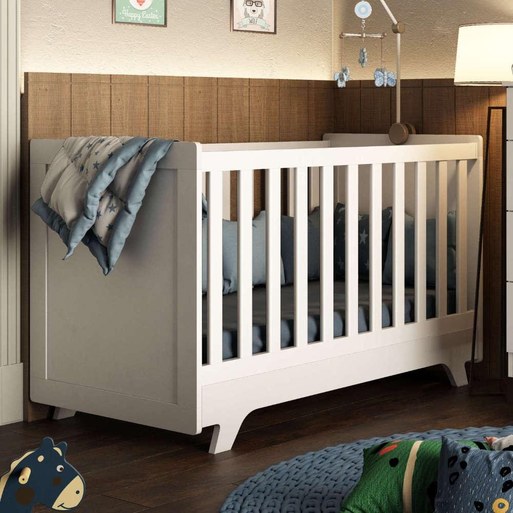 Berço Henn Capitonê Padrão Americano de MDF - Branco Fosco