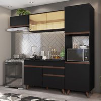 Cozinha Completa Madesa Reims 250003 com Armário e Balcão - Preto