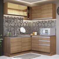 Cozinha Completa de Canto Madesa Glamy 329002 com Armário e Balcão (Sem Tampo e Pia) - Rustic