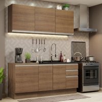 Cozinha Completa Madesa Glamy 180005 com Armário e Balcão (Sem Tampo e Pia) - Rustic