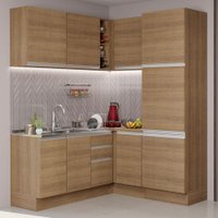 Cozinha Completa de Canto Madesa Glamy 329001 com Armário e Balcão (Sem Tampo e Pia) - Rustic