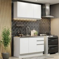 Cozinha Compacta Madesa Glamy 120001 com Armário e Balcão (Sem Tampo e Pia) - Branco