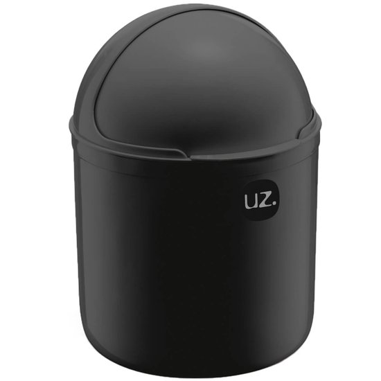 Lixeira Plastica De Cozinha Pia com Tampa Capacete e Abertura Frontal 4 litros UZ Preta