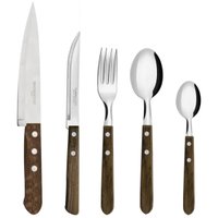 Organizador de Talheres Faca de Cozinha e Jogo Faqueiro Cucina Mia Inox Madeira 26 peças Simonaggio