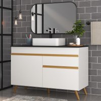 Gabinete Banheiro 2 Portas e 1 Gav Retrô 70cm Multimóveis MP5025 Branco