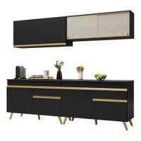 Cozinha Compacta Multimóveis Veneza GB FG3696 com Armário e Balcão Preta