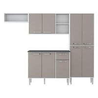 Cozinha Compacta Multimóveis Coimbra FGL2840 com Armário e Balcão Branca/Lacca Fumê