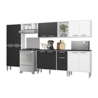 Cozinha Compacta Multimóveis Xangai Jazz FG3160 com Armário e Balcão Branca/Preta