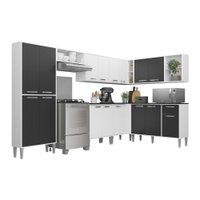 Cozinha Completa Multimóveis Xangai Soul FG3163 com Armário e Balcão Branca/Preta