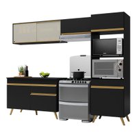 Cozinha Compacta Multimóveis Veneza GB FG3692 com Armário e Balcão Preta