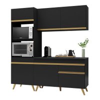 Cozinha Compacta Multimóveis Veneza GB FG3694 com Armário e Balcão Preta