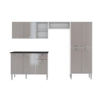 Cozinha Compacta Multimóveis Xangai Plus FG2840 com Armário e Balcão Branca/Lacca Fumê