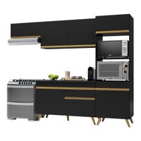 Cozinha Compacta Multimóveis Veneza GB FG3690 com Armário e Balcão Preta