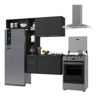 Cozinha Compacta Multimóveis Sofia FG2006 com Armário e Balcão Preta