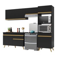 Cozinha Compacta Multimóveis Veneza GB FG3683 com Armário e Balcão Preta