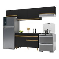 Cozinha Compacta Multimóveis Veneza GB FG3697 com Armário e Balcão Preta