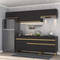 Cozinha Completa Multimóveis Veneza GB FG3708 com Armário e Balcão Preta