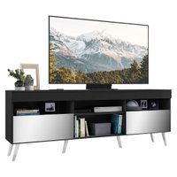 Rack Retrô com Espelho para TV até 65" Multimóveis Paris FG3332 com 2 Portas Preto/Branco