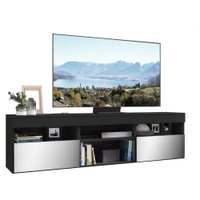 Rack Suspenso com Espelho para TV até 65" Multimóveis Paris FG3331 com 2 Portas Preto