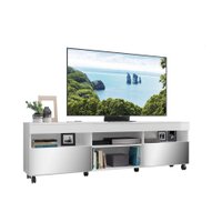 Rack com Rodízios e Espelho para TV até 65" Multimóveis Paris FG3330 com 2 Portas Branco
