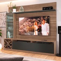 Painel Home TV 50 Polegadas 180cm Em MDP 3 Portas Quiditá Montana com Grafite