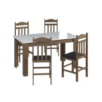 Conjunto Mesa de Jantar Elegante 4 Cadeiras Assento Estofado Móveis Canção